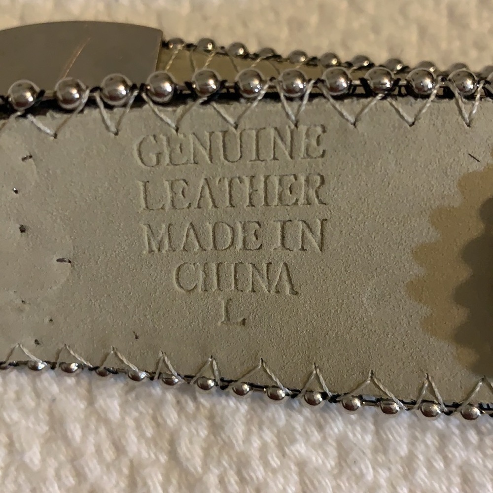 Studded Crystal Leather Cowhide Western Belt, L - Picture 6 of 8